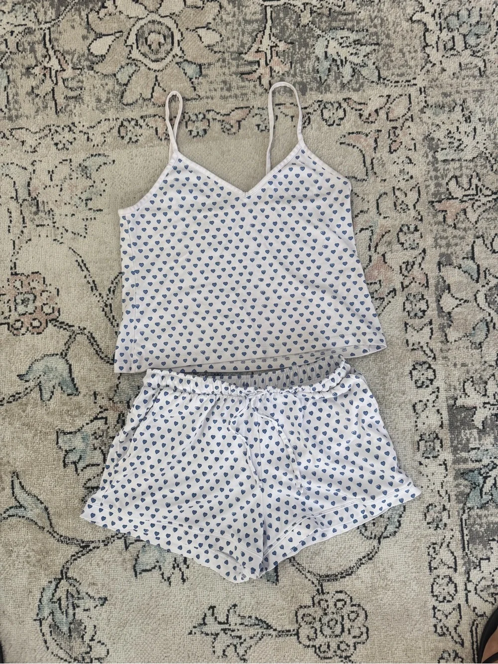 Roller rabbit White & Blue Heart-Print Cami Short Pajama Set - Women